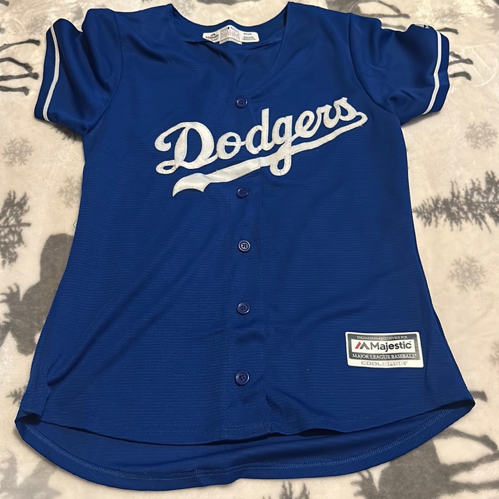 Majestic women’s S authentic! Dodgers v neck button down jersey